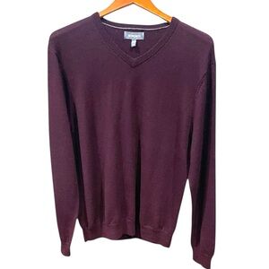 Bonobos Merino Wool Vee Neck Sweater SZ L Standard Fit Burgundy Wine